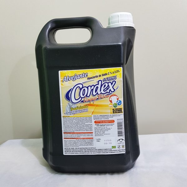 Hipoclorito de Sódio 2 a 2,5% (Alvejante/Cloro) - 5L - CORDEX